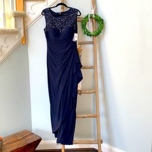 Alex navy blue sequined evening dress